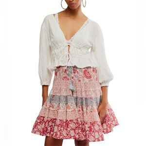 Free People Women's Lets‎ Go Linen Cotton Blouse, Size XSMALL